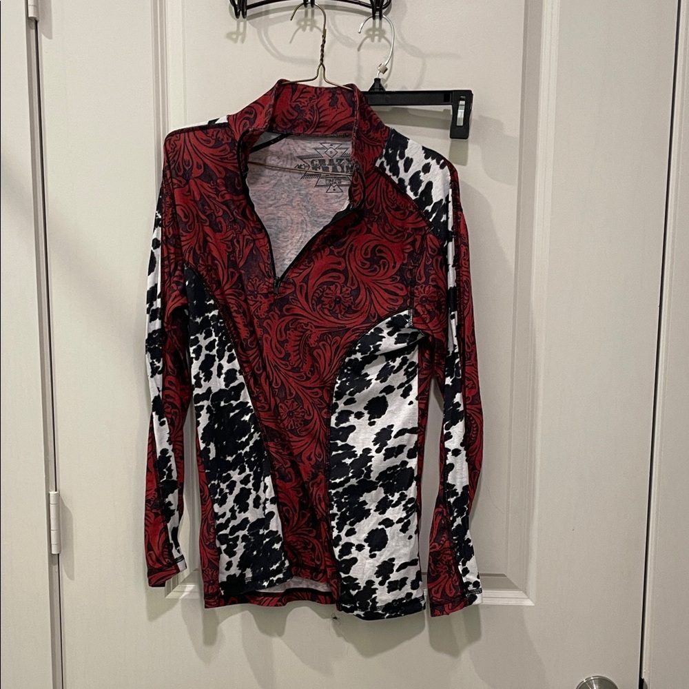 Crazy Train Red and Black Swirl Men's Long Sleeve Shirt